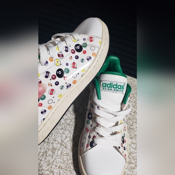 Adidas Stan Smith Pool Ball Casual Lace Up Sneakers Shoes Size 4 - Picture 4 of 7
